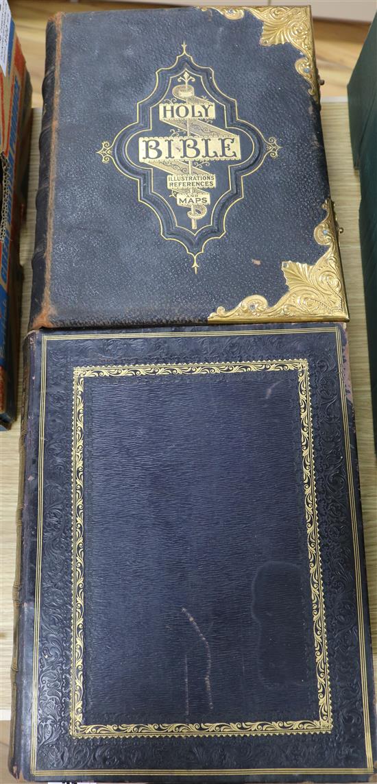 A Victorian brass-bound Eade family bible and a Cassells family bible